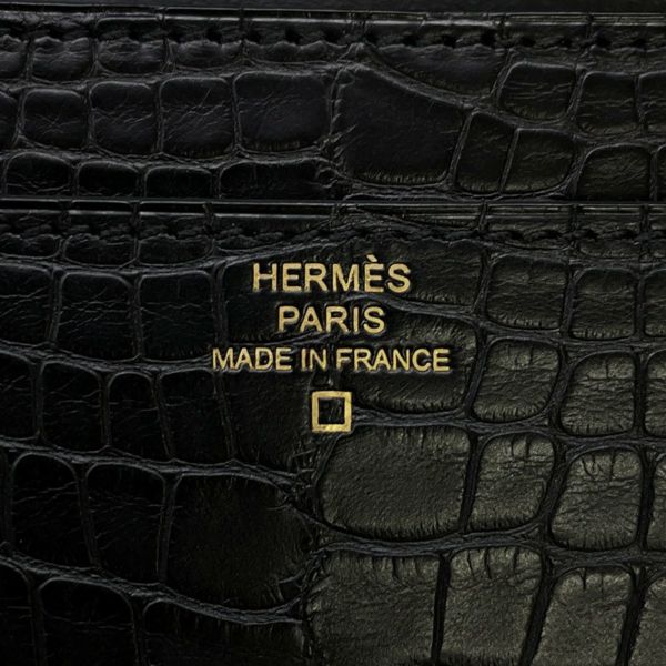 エルメス 長財布 コンスタンス ロング ブラック/ゴールド金具 アリゲーターマット C刻印 HERMES 財布 黒