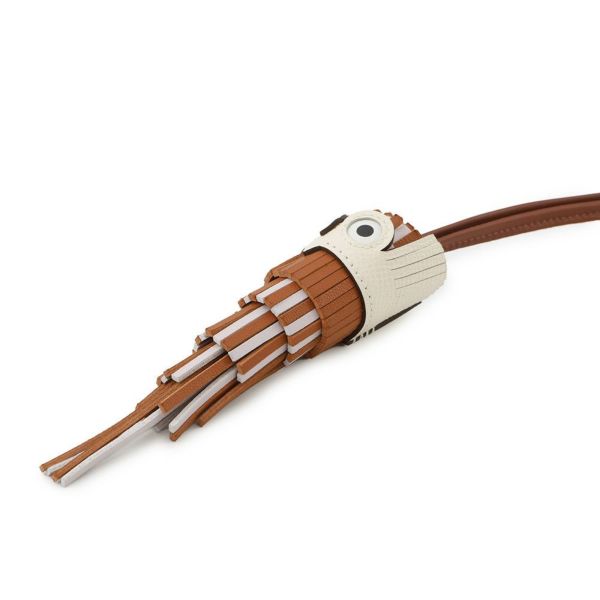 エルメス バッグチャーム シュエット パンドエピス/モーヴペール/シエンヌ/ナタ/ホワイト エプソン/ラムスキン/スイフト K刻印 フクロウ