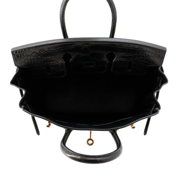 エルメス バーキン25 タッチ ブラック/ピンクゴールド金具 トゴ/アリゲーターマット Z刻印HERMES Birkin ハンドバッグ 黒