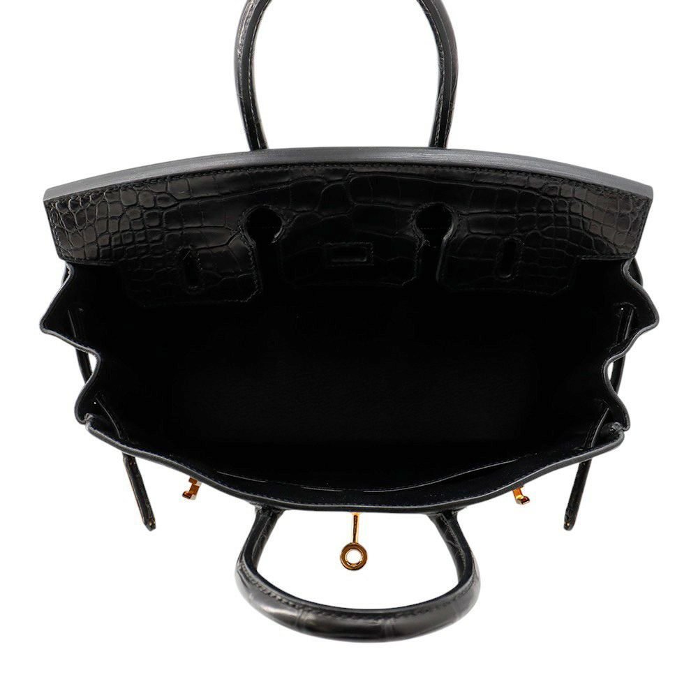 エルメス バーキン25 タッチ ブラック/ピンクゴールド金具 トゴ/アリゲーターマット Z刻印HERMES Birkin ハンドバッグ 黒