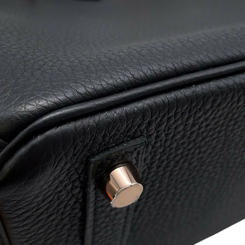 エルメス バーキン25 タッチ ブラック/ピンクゴールド金具 トゴ/アリゲーターマット Z刻印HERMES Birkin ハンドバッグ 黒