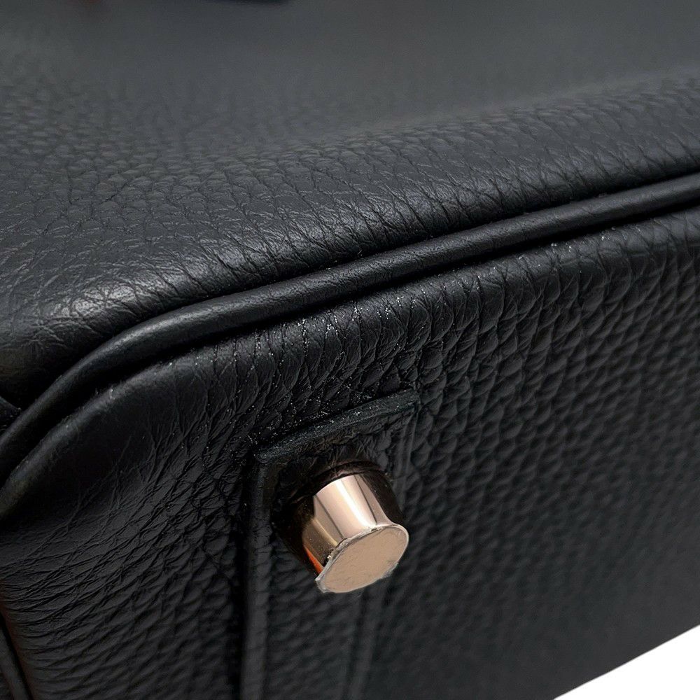エルメス バーキン25 タッチ ブラック/ピンクゴールド金具 トゴ/アリゲーターマット Z刻印HERMES Birkin ハンドバッグ 黒