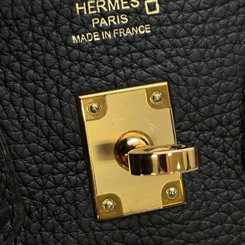 エルメス バーキン25 タッチ ブラック/ピンクゴールド金具 トゴ/アリゲーターマット Z刻印HERMES Birkin ハンドバッグ 黒