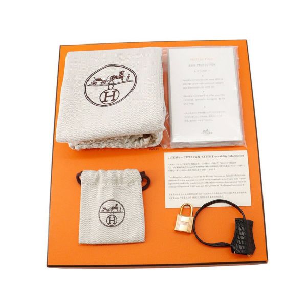 エルメス バーキン25 タッチ ブラック/ピンクゴールド金具 トゴ/アリゲーターマット Z刻印HERMES Birkin ハンドバッグ 黒