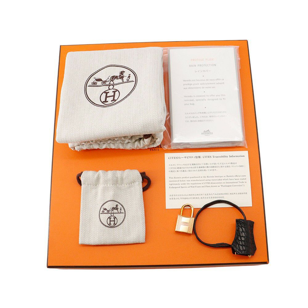 エルメス バーキン25 タッチ ブラック/ピンクゴールド金具 トゴ/アリゲーターマット Z刻印HERMES Birkin ハンドバッグ 黒