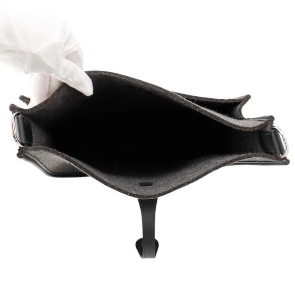 エルメス ショルダーバッグ エブリン3 PM グレー/ブラック/シルバー金具 フェルト/レザー Y刻印 黒