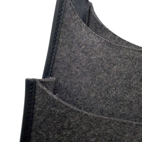 エルメス ショルダーバッグ エブリン3 PM グレー/ブラック/シルバー金具 フェルト/レザー Y刻印 黒