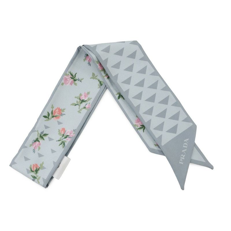 プラダ スカーフ プリントシルクツイル スキニースカーフ 1FF008 PRADA 花