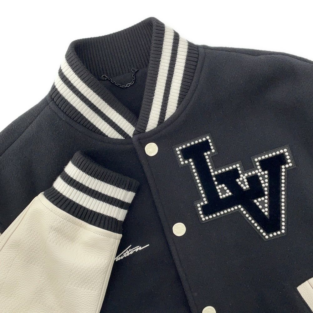 ルイヴィトン ジャケット シグネチャーバーシティ ブルゾン メンズサイズ50 LOUIS VUITTON アウター ブラック 黒 白