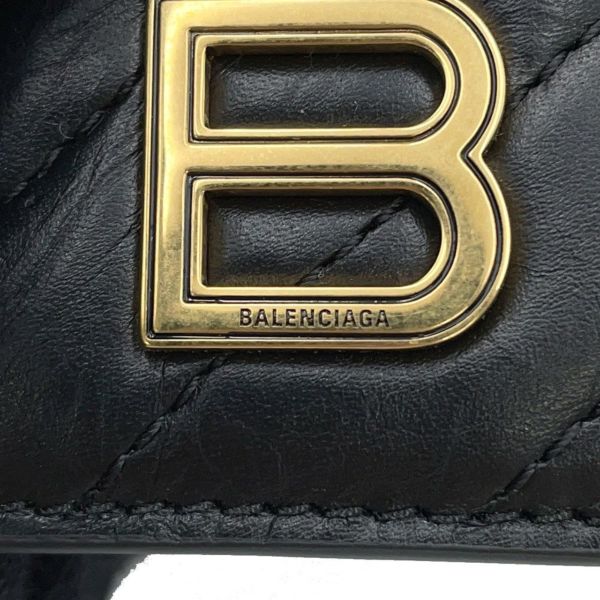 バレンシアガ カードケース キルテッド マグネットカードホルダー クラッシュドカーフレザー 782132 BALENCIAGA 黒