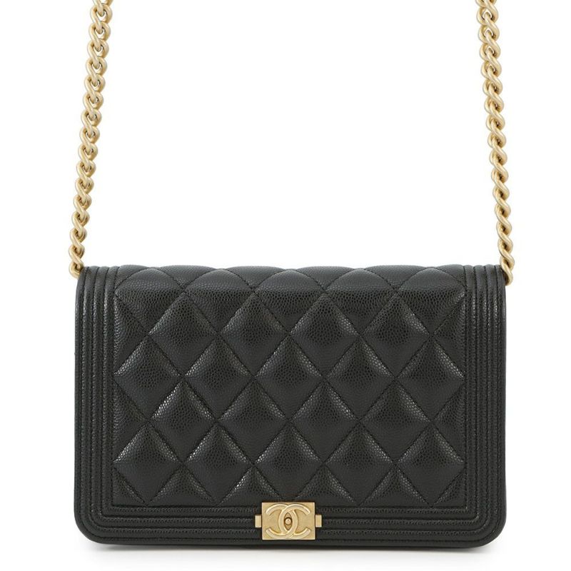 シャネル チェーンウォレット ボーイシャネル マトラッセ ココマーク AP1117 CHANEL 財布 黒
