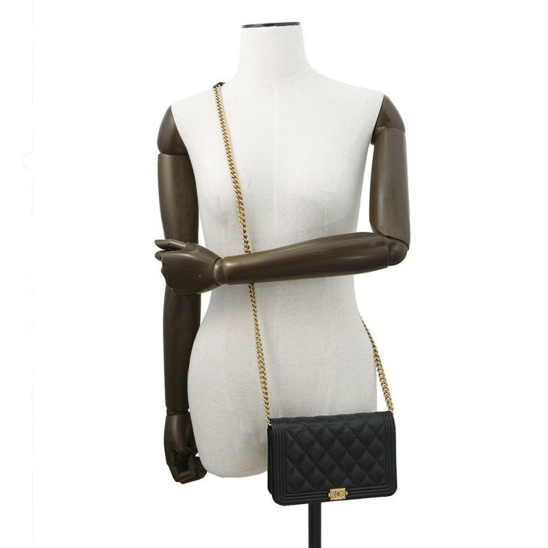 シャネル チェーンウォレット ボーイシャネル マトラッセ ココマーク AP1117 CHANEL 財布 黒