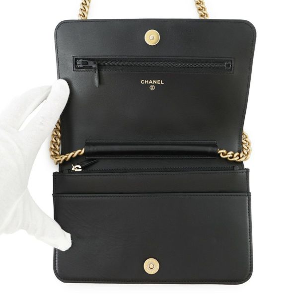 シャネル チェーンウォレット ボーイシャネル マトラッセ ココマーク AP1117 CHANEL 財布 黒