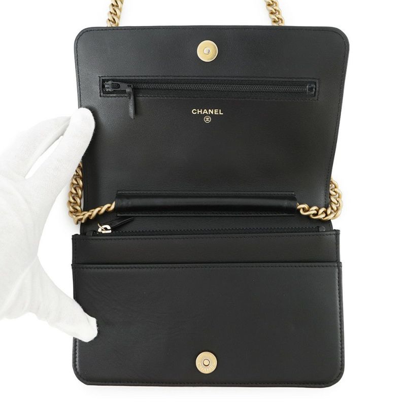 シャネル チェーンウォレット ボーイシャネル マトラッセ ココマーク AP1117 CHANEL 財布 黒