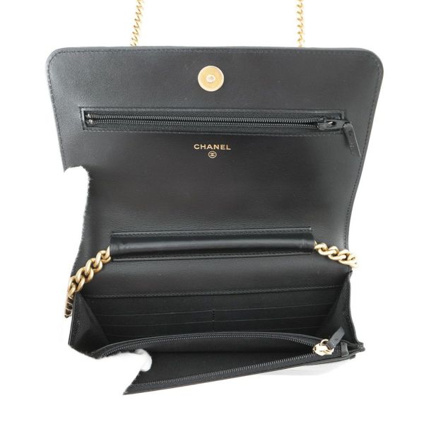 シャネル チェーンウォレット ボーイシャネル マトラッセ ココマーク AP1117 CHANEL 財布 黒