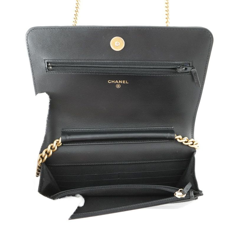 シャネル チェーンウォレット ボーイシャネル マトラッセ ココマーク AP1117 CHANEL 財布 黒