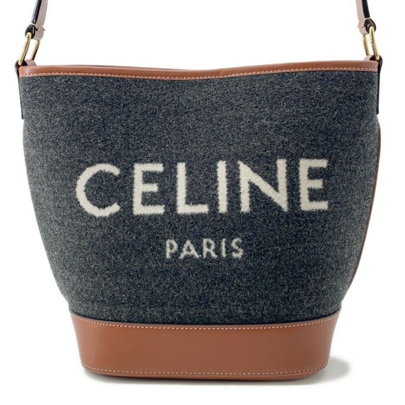 セリーヌ ショルダーバッグ スモール ロゴ フェルト レザー CELINE バッグ