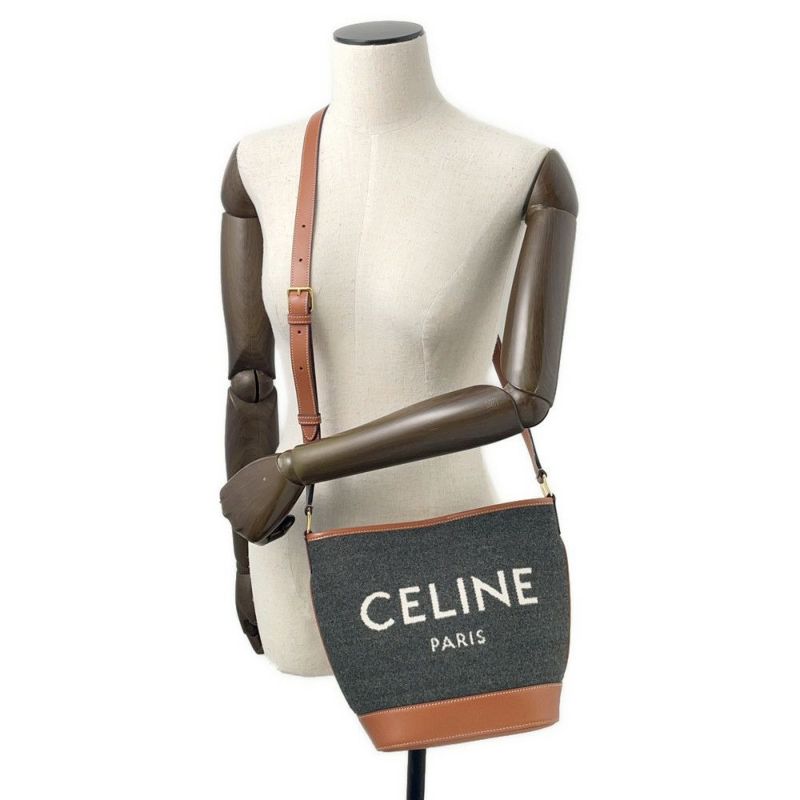 セリーヌ ショルダーバッグ スモール ロゴ フェルト レザー CELINE バッグ