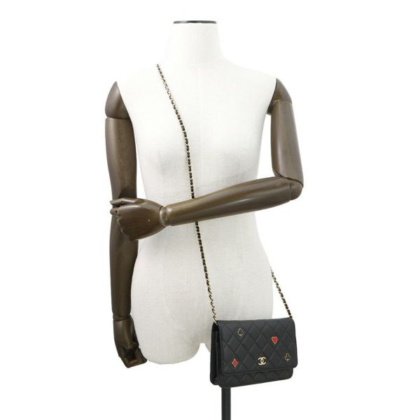 シャネル チェーンウォレット モナコシリーズ マトラッセ ココマーク ラムスキン AP3076 CHANEL 財布 黒