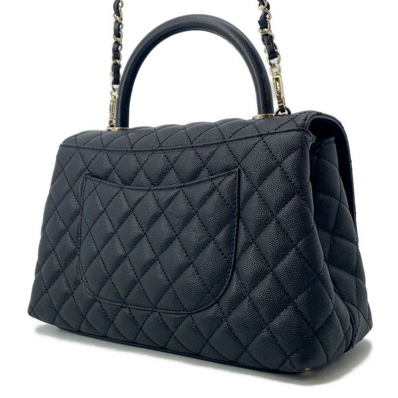 シャネル ハンドバッグ マトラッセ ココマーク ハンドル フラップ キャビアスキン A92991 CHANEL 2wayショルダー 黒