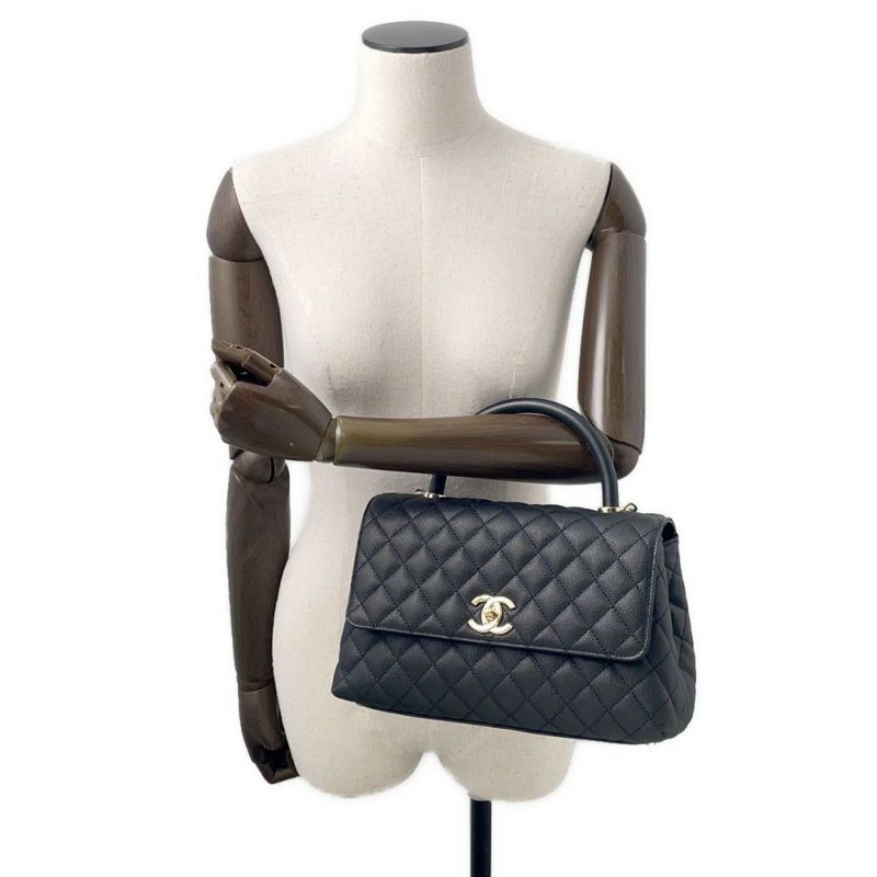 シャネル ハンドバッグ マトラッセ ココマーク ハンドル フラップ キャビアスキン A92991 CHANEL 2wayショルダー 黒