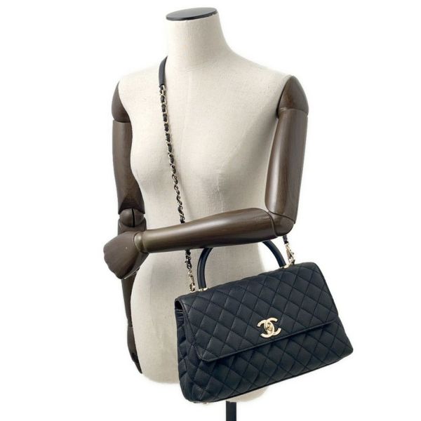 シャネル ハンドバッグ マトラッセ ココマーク ハンドル フラップ キャビアスキン A92991 CHANEL 2wayショルダー 黒