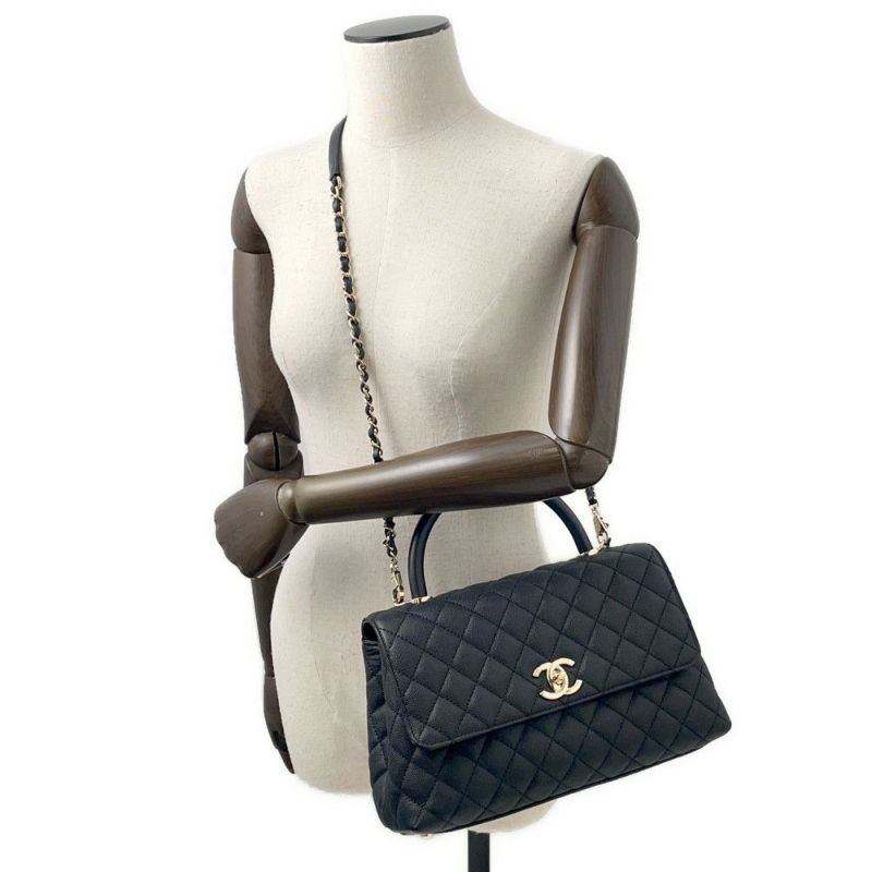シャネル ハンドバッグ マトラッセ ココマーク ハンドル フラップ キャビアスキン A92991 CHANEL 2wayショルダー 黒