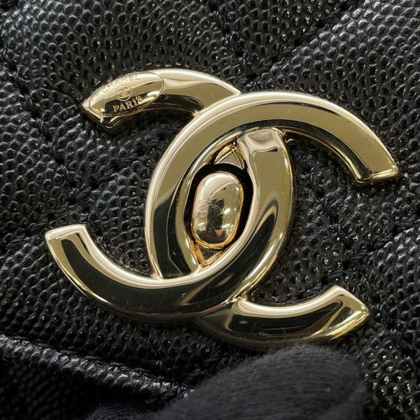 シャネル ハンドバッグ マトラッセ ココマーク ハンドル フラップ キャビアスキン A92991 CHANEL 2wayショルダー 黒