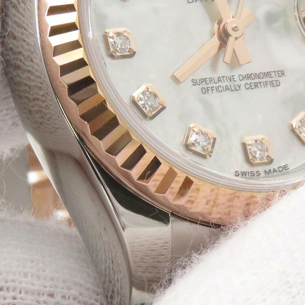 ロレックス デイトジャスト SS/K18PG ピンクゴールド 179171NG ホワイトシェル文字盤 10Pダイヤ