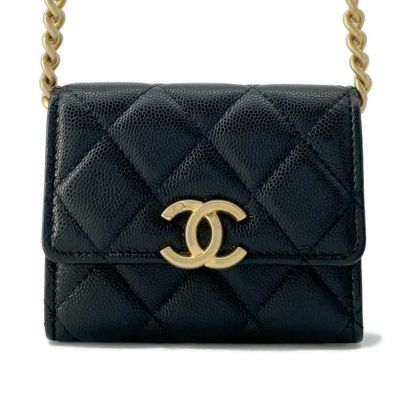 ☆シャネル ミニチェーンウォレット カードケース マトラッセ キャビアスキン AP0238 CHANEL 財布 黒 安心保証 |  中古・新品ブランド販売ギャラリーレア公式通販