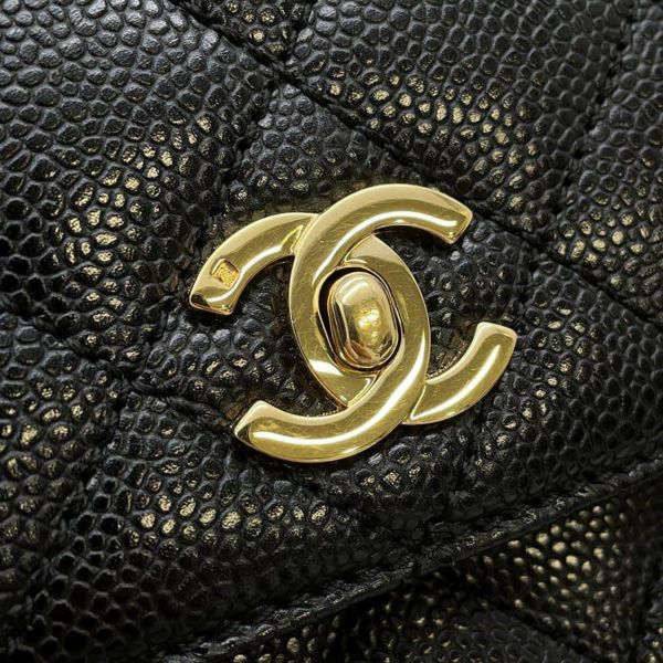 シャネル ハンドバッグ マトラッセ ココマーク CC キャビアスキン A12397 CHANEL バッグ 黒