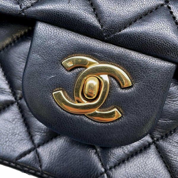 シャネル チェーンショルダーバッグ マトラッセ25 ココマーク ラムスキン ダブルチェーン A01112 CHANEL 黒