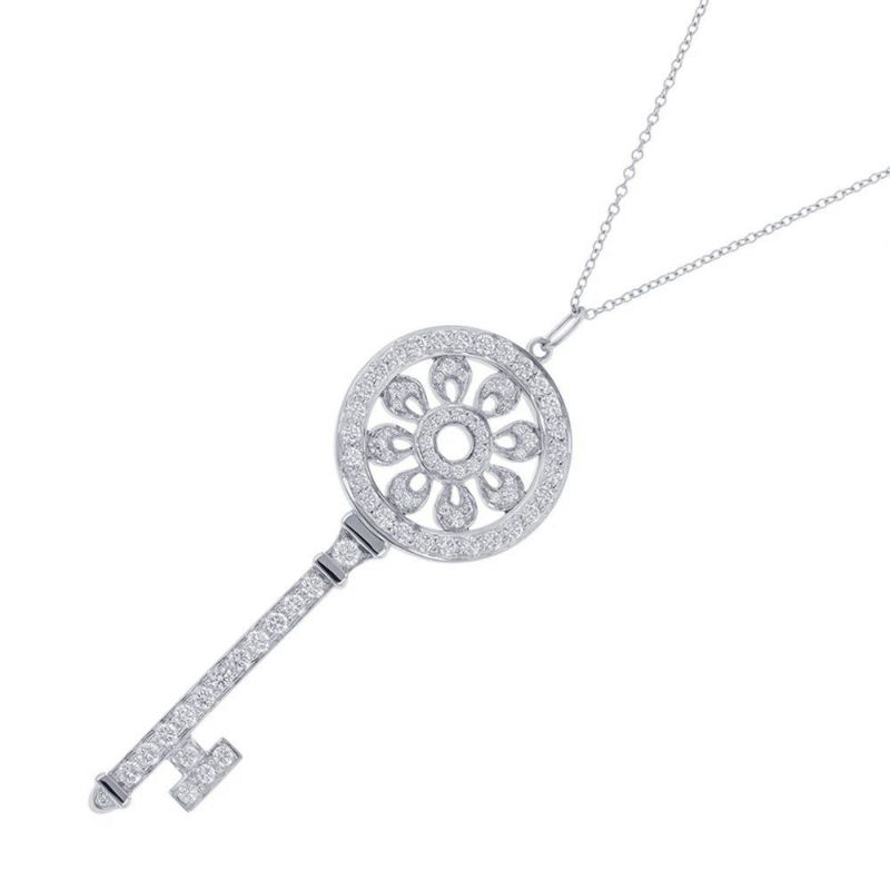 ティファニー ネックレス ペタル キー ペンダント ダイヤモンド Pt950プラチナ GRP02521 Tiffany&Co. ジュエリー