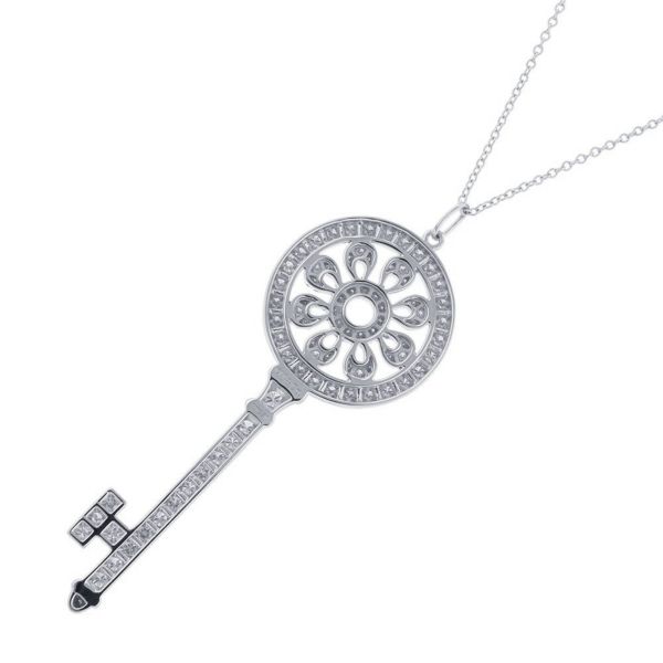 ティファニー ネックレス ペタル キー ペンダント ダイヤモンド Pt950プラチナ GRP02521 Tiffany&Co. ジュエリー