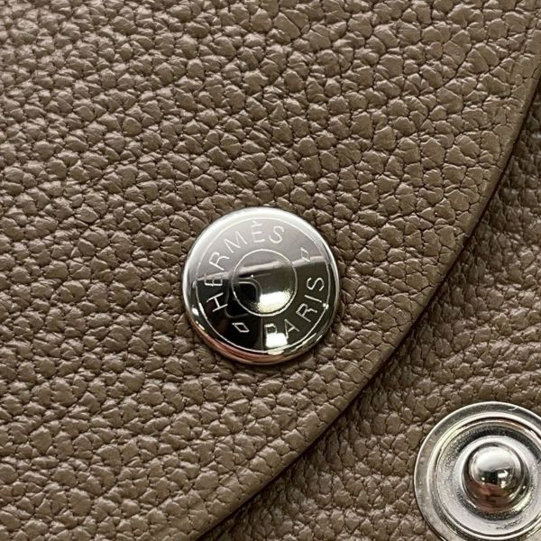 エルメス コインケース カルヴィ デュオ エトゥープ/シルバー金具 シェブルミゾル W刻印 HERMES 財布 シェーブル