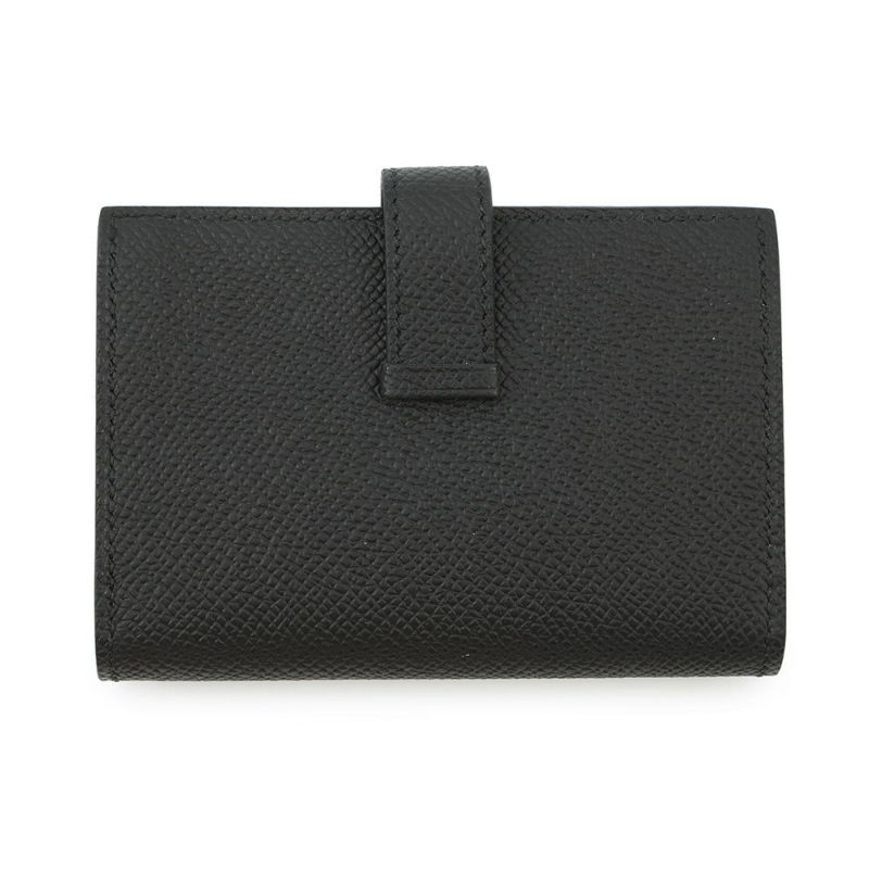 エルメス カードケース ベアン ミニ ブラック/ゴールド金具 エプソンW刻印 HERMES 名刺入れ 黒