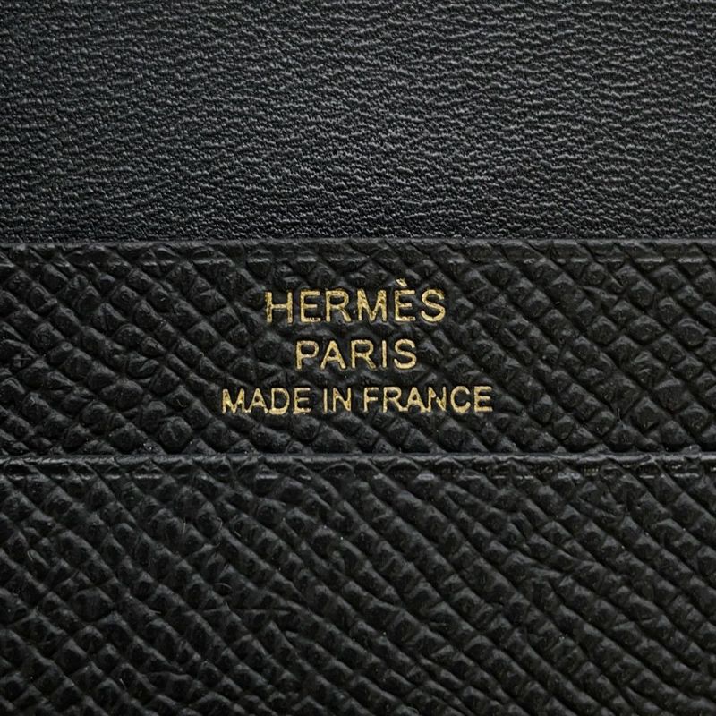 エルメス カードケース ベアン ミニ ブラック/ゴールド金具 エプソンW刻印 HERMES 名刺入れ 黒