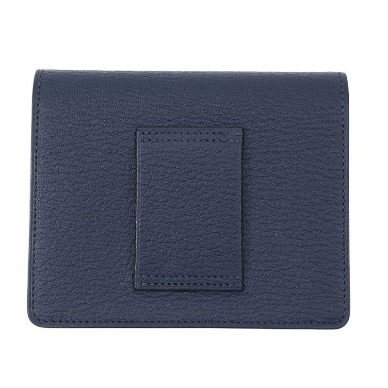 エルメス 財布 ルリ スリム ブルーネイビー/シルバー金具 シェブルミゾル W刻印 HERMES 財布 シェーブル