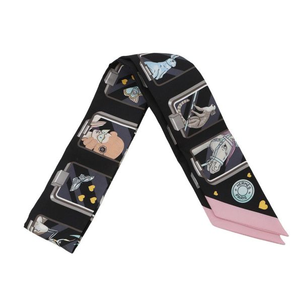 エルメス スカーフ ツイリー エルメス ストーリー HERMES STORY HERMES シルクツイル 2023秋冬 黒