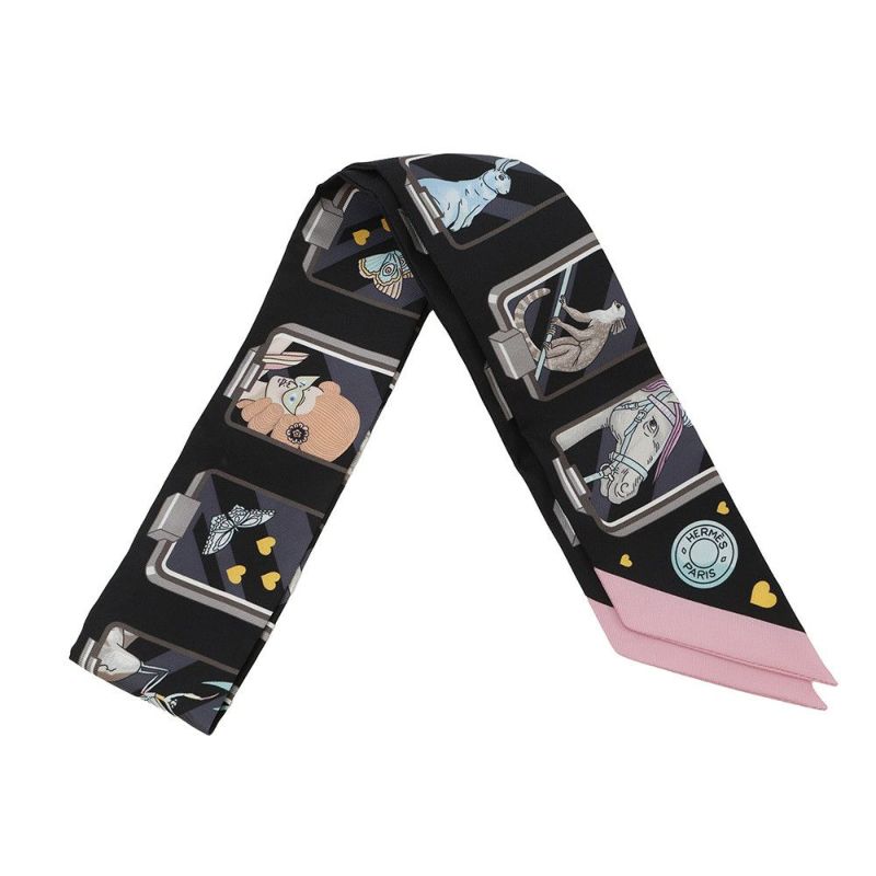 エルメス スカーフ ツイリー エルメス ストーリー HERMES STORY HERMES シルクツイル 2023秋冬 黒