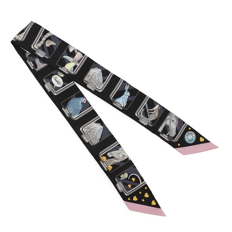 エルメス スカーフ ツイリー エルメス ストーリー HERMES STORY HERMES シルクツイル 2023秋冬 黒