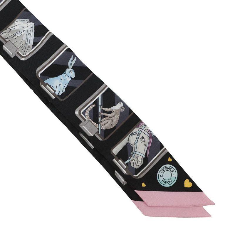 エルメス スカーフ ツイリー エルメス ストーリー HERMES STORY HERMES シルクツイル 2023秋冬 黒