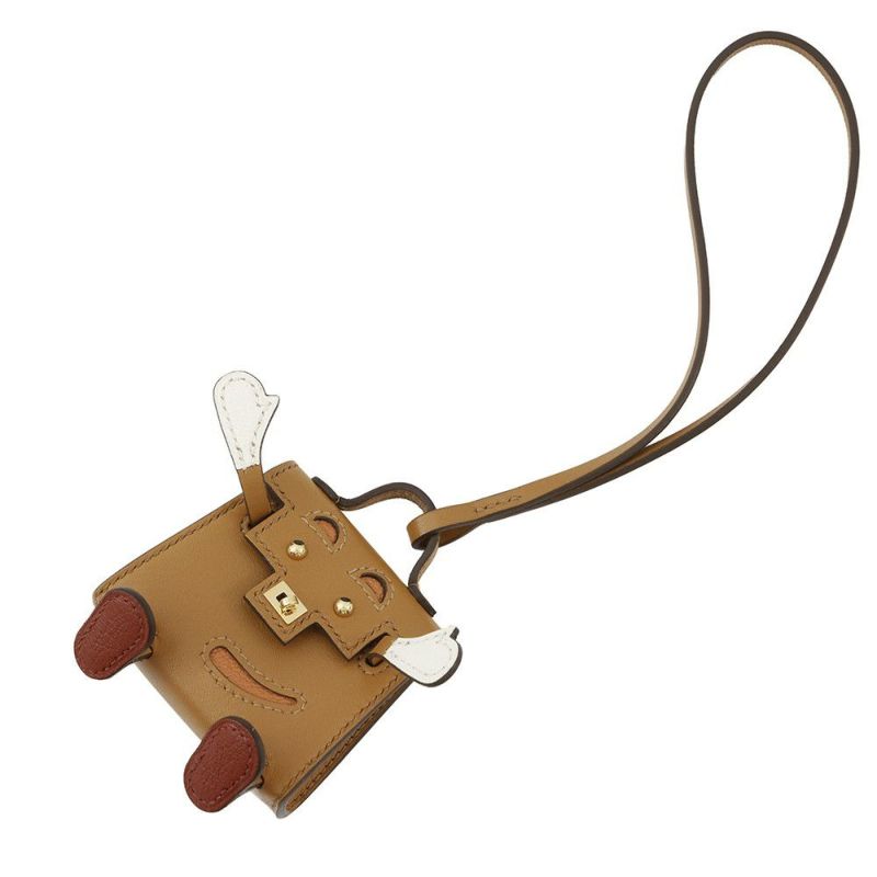 エルメス チャーム ビジュードサック ケリードール ナチュラルサブレ/オレンジ/ナタ/ブリック/ゴールド金具 タデラクト/シェブルミゾル B刻印