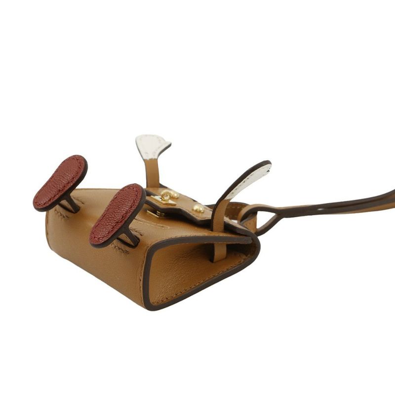 エルメス チャーム ビジュードサック ケリードール ナチュラルサブレ/オレンジ/ナタ/ブリック/ゴールド金具 タデラクト/シェブルミゾル B刻印