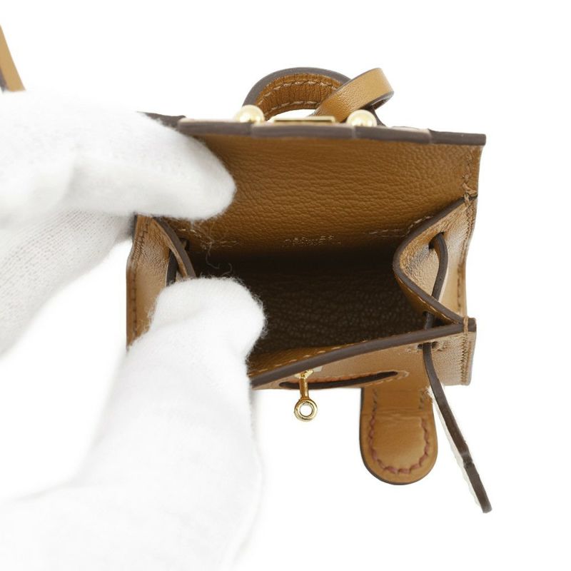 エルメス チャーム ビジュードサック ケリードール ナチュラルサブレ/オレンジ/ナタ/ブリック/ゴールド金具 タデラクト/シェブルミゾル B刻印