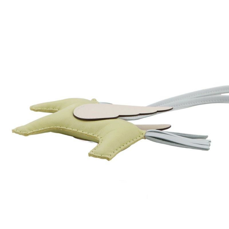 エルメス バッグチャーム ロデオ ペガサスMM ジョーヌブルジョン/ナタ/ブルーブリュム ラムスキン  U刻印