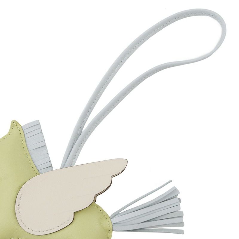 エルメス バッグチャーム ロデオ ペガサスMM ジョーヌブルジョン/ナタ/ブルーブリュム ラムスキン  U刻印