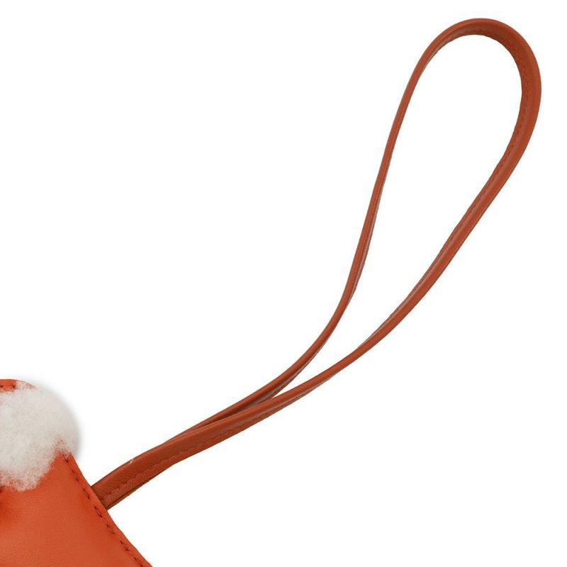 エルメス バッグチャーム バディ オレンジポピー/カーネリアン ラムスキン/ムートン U刻印