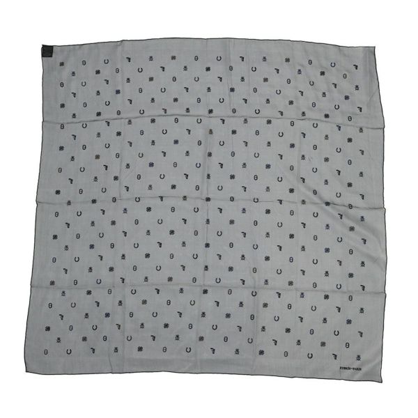 エルメス スカーフ カレ100 マルチチャーム Multicharms 刺繍 シルク HERMES シルクモスリン 黒