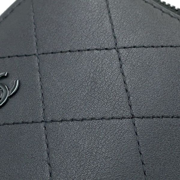 シャネル コインケース ココマーク マトラッセ L字ファスナー コンパクトウォレット カーフレザー AP3997 カードケース 黒